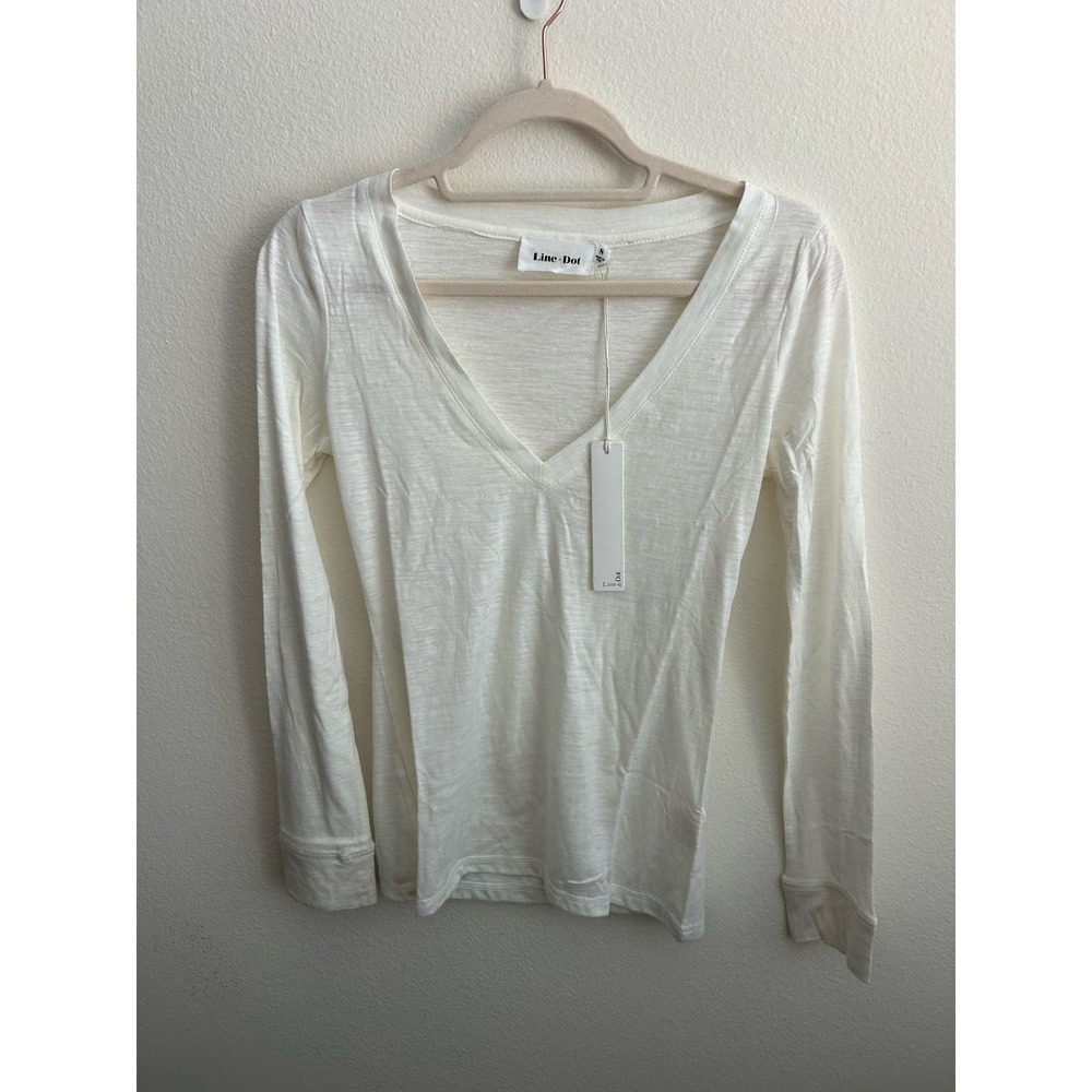 Line & Dot Revolve Long Sleeve Cream Tee